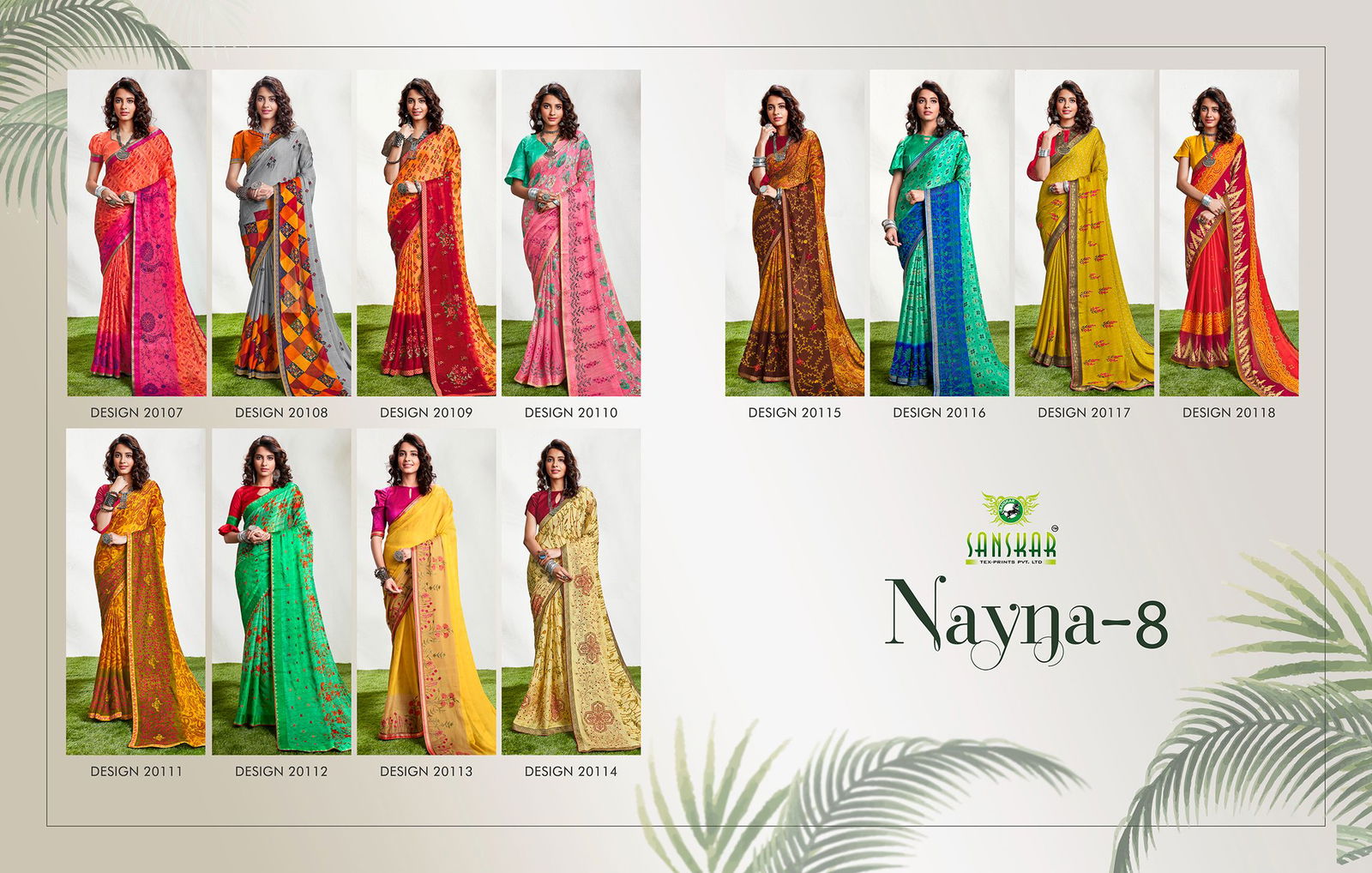 Sanskar Nyna 8 Latest Fancy Designer Regular casual wear Fancy Chiffon Printed Saree Collection
